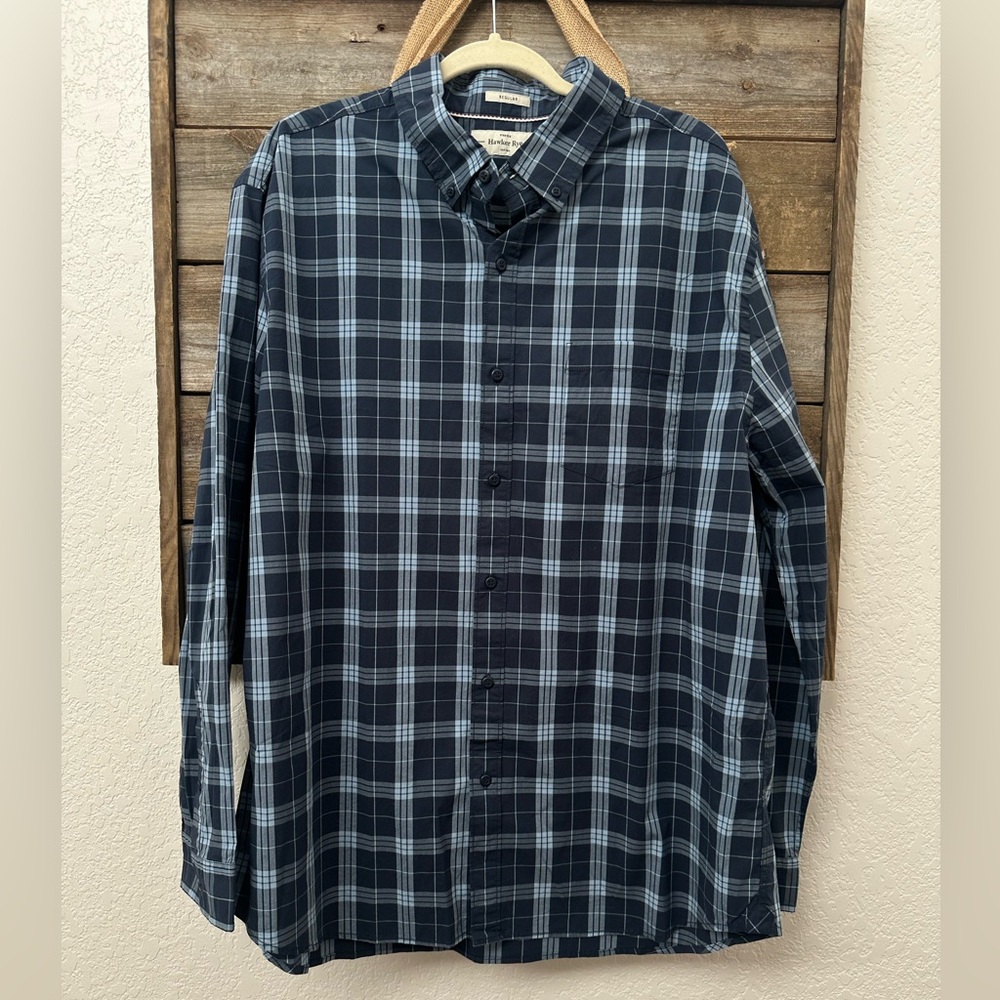 Stitch Fix Men's Hawker Rye Essential Navy Plaid Button-Down Shirt‎ size XXL NWT